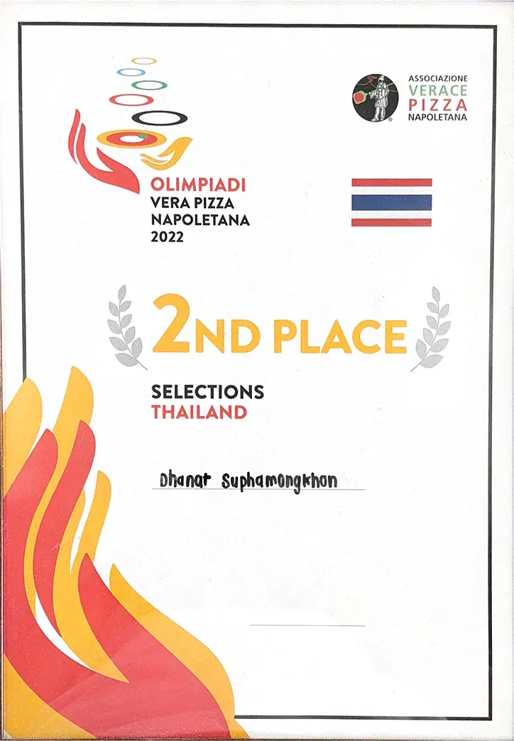Dhanat's 2022 Neapolitan Pizza Olympics Silver Medal Dhanat AVPN Olympics Certificate 2022